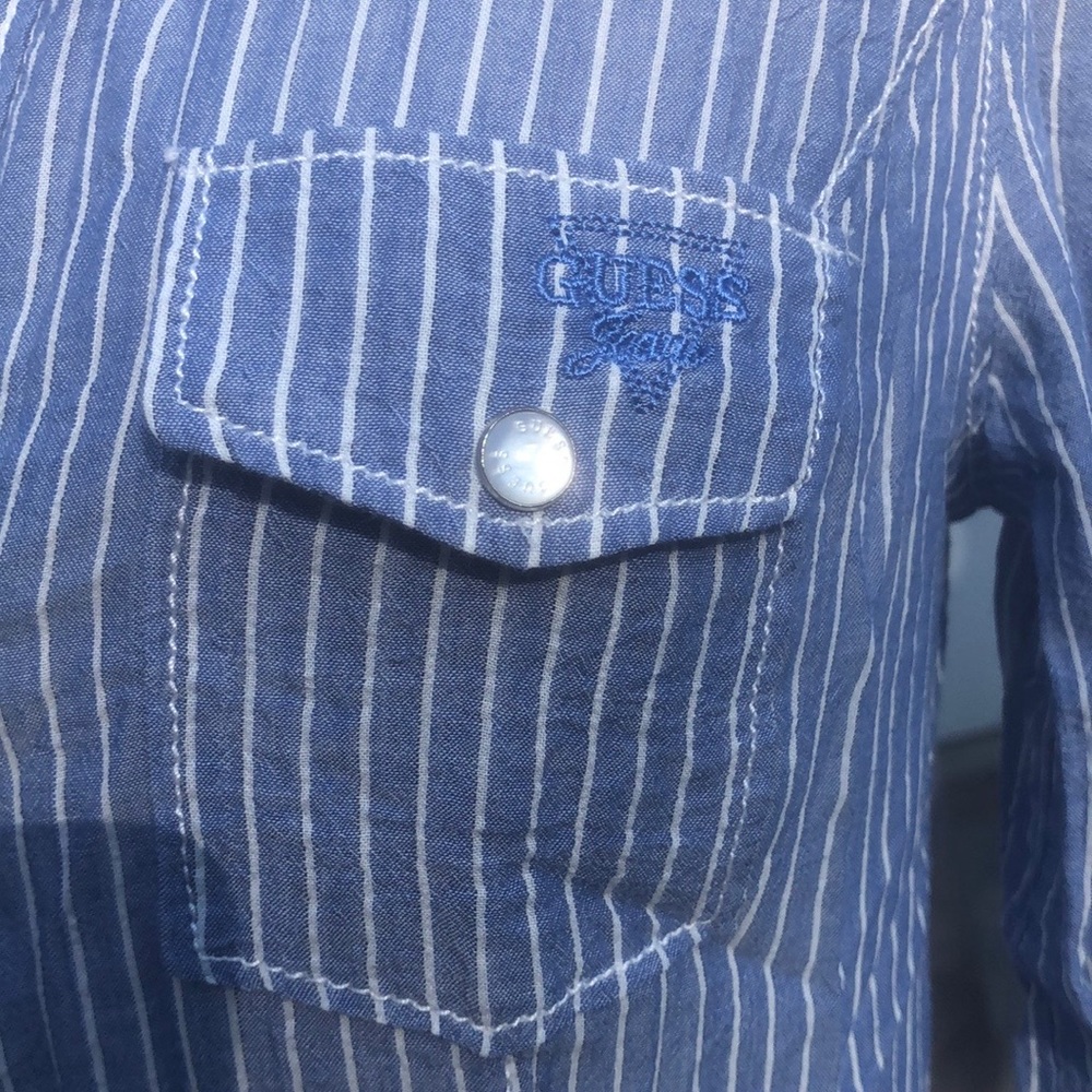 Flirty Guess Striped Dress Shirt w/ Lace Details